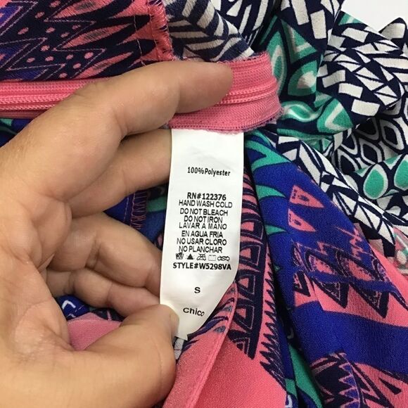 Mustard Seed Tribal Blue Pink Pleated Zip Pant S‎ - Picture 8 of 8